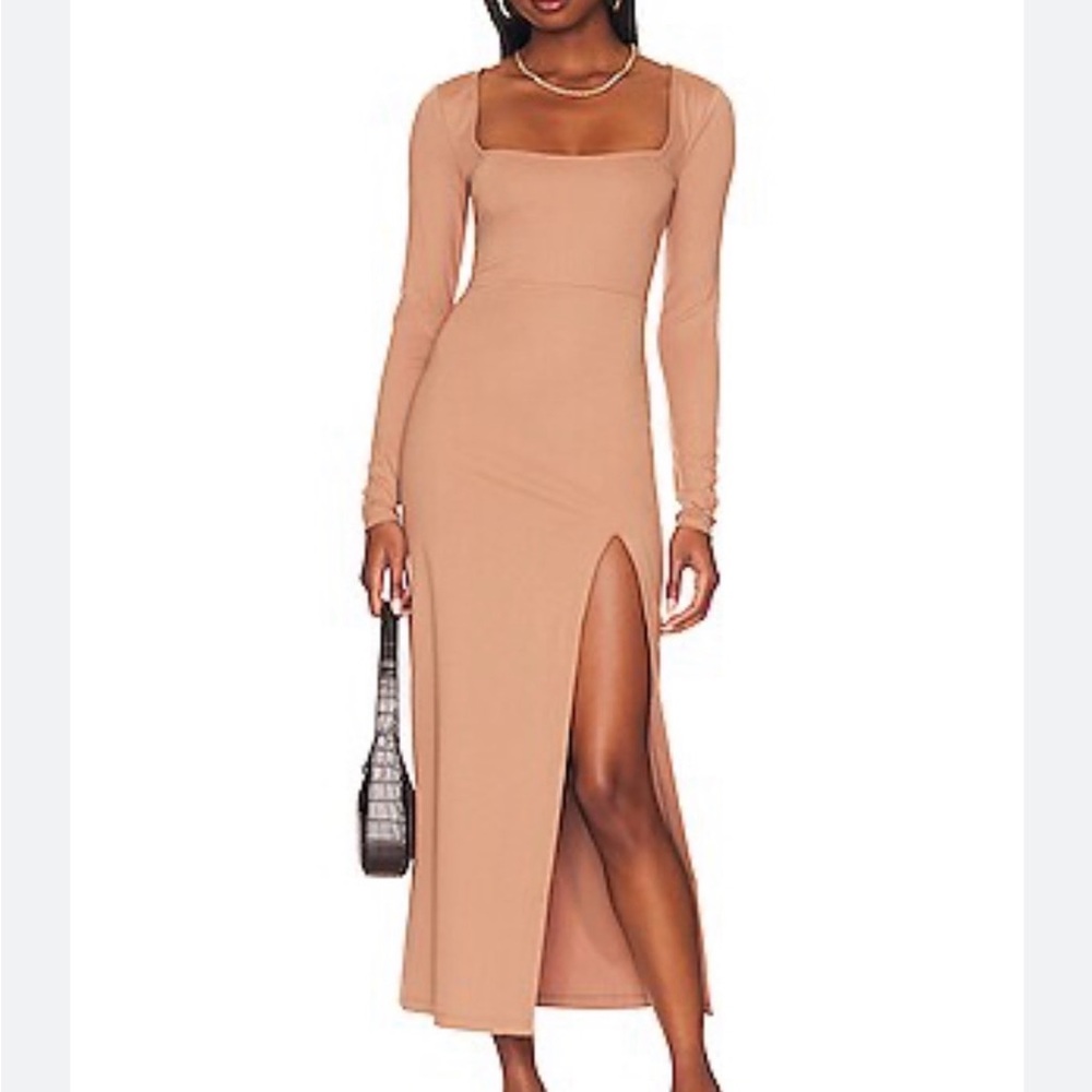 Slit Midi Dress in Camel